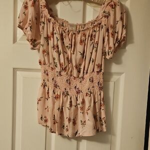 No Boundaries Light Pink Floral Blouse